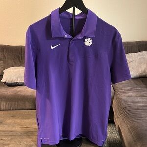 Nike Purple Sports Polo Clemson Men L